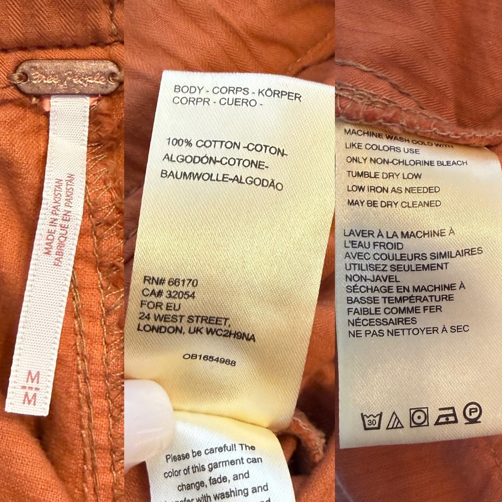 Free People Tahiti Corduroy Cargo Pants Copper Retro Utility size Medium - Picture 6 of 7